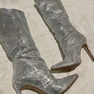 Steve Madden Violetta-R Rhinestone High Heel Boots - Women’s 7.5